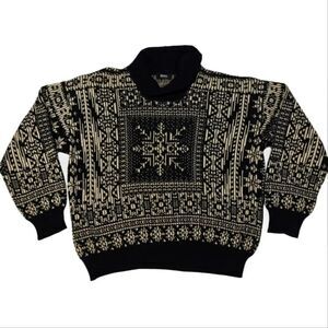 VTG 1990s HUGO BOSS ITALY NORWEGIAN FAIR ISLE WOOL SWEATER SIZE L